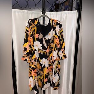 Who What Wear Orange and Yellow Bell Sleeve Sundress